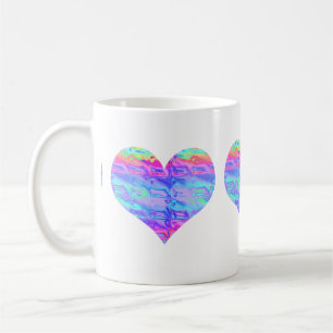 Chrome Metallic Neon Rainbow Heart Kaffeetasse