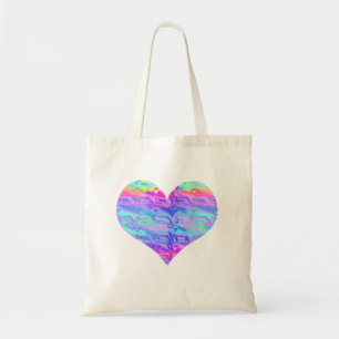 Chrome Metallic Neon Rainbow Heart Tragetasche