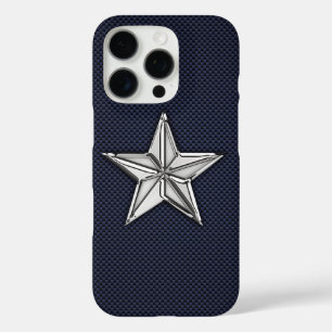 Chrome Nautical Star on Carbon Fibre Print iPhone 16 Pro Hülle