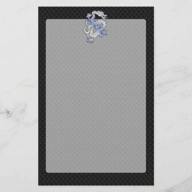 Chrome-Orient Dragon Black Snake Skin Print Briefpapier (Vorderseite)