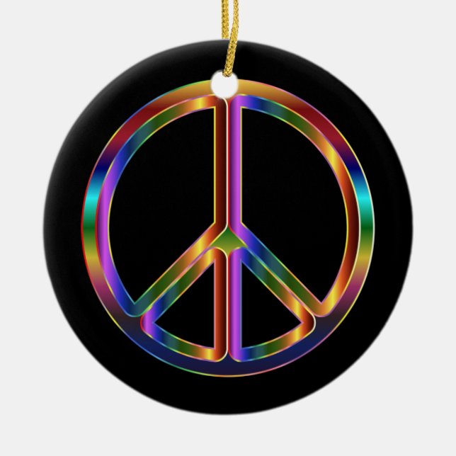 Chrome Peace Sign Keramik Ornament (Vorne)