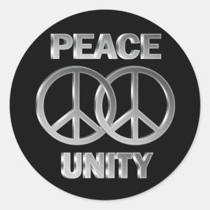 Chrome Peace und Unity Runder Aufkleber