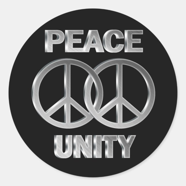 Chrome Peace und Unity Runder Aufkleber (Vorderseite)