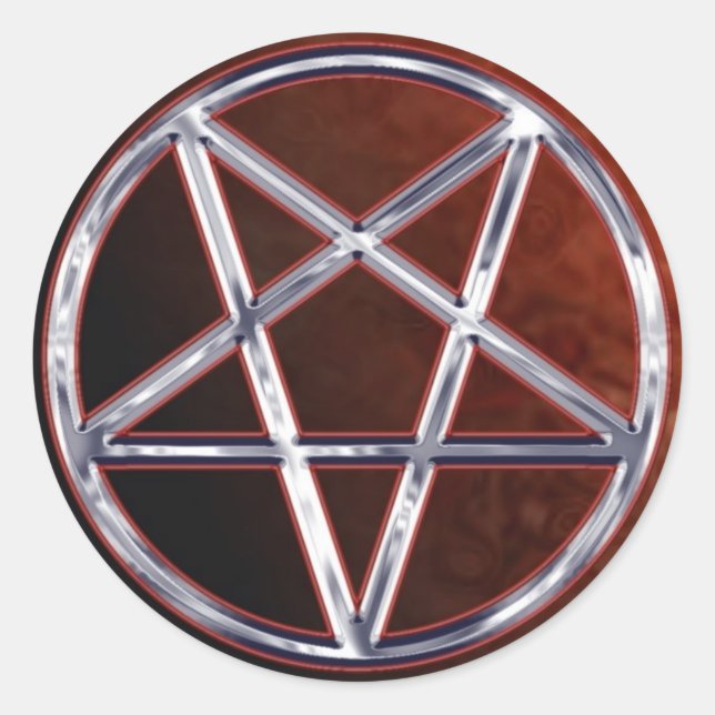 Chrome Pentagram Runder Aufkleber (Vorderseite)
