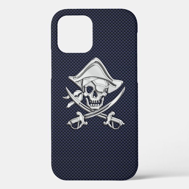Chrome Pirate auf Carbon Fibre Print Case-Mate iPhone Hülle (Rückseite)