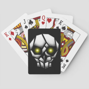 Chrome Plumpsschädel mit leuchtenden Augen Spielkarten