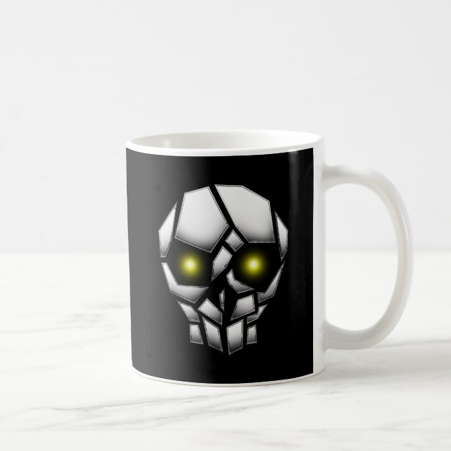 Chrome Plumpsschädel mit leuchtenden Augen Tasse (Rechts)