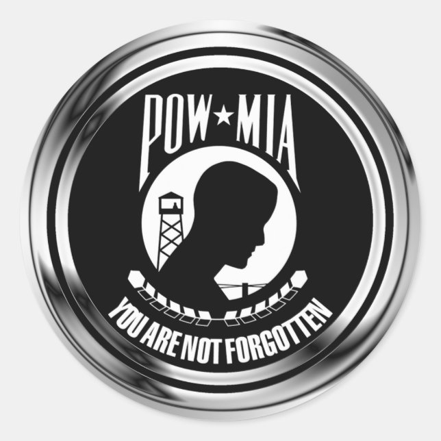 CHROME POW MIA RUNDER AUFKLEBER (Vorderseite)