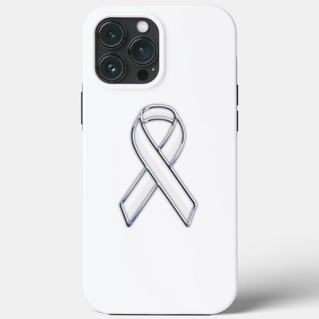 Chrome Print Belted White Ribbon Awareness Case-Mate iPhone Hülle (Rückseite)