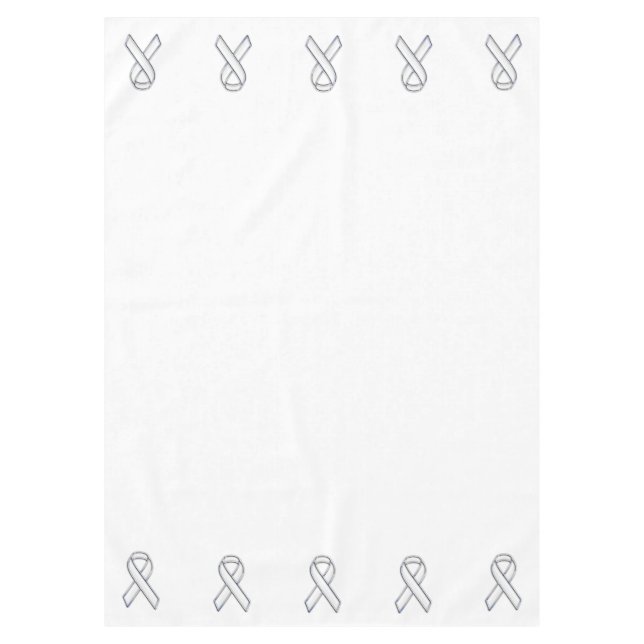 Chrome Print Belted White Ribbon Awareness Tischdecke (Vorderseite)
