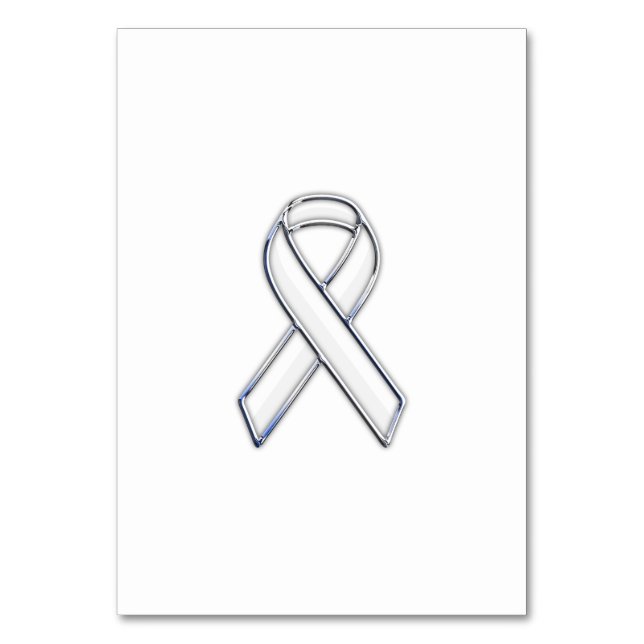 Chrome Print Belted White Ribbon Awareness Tischnummer (Vorderseite)