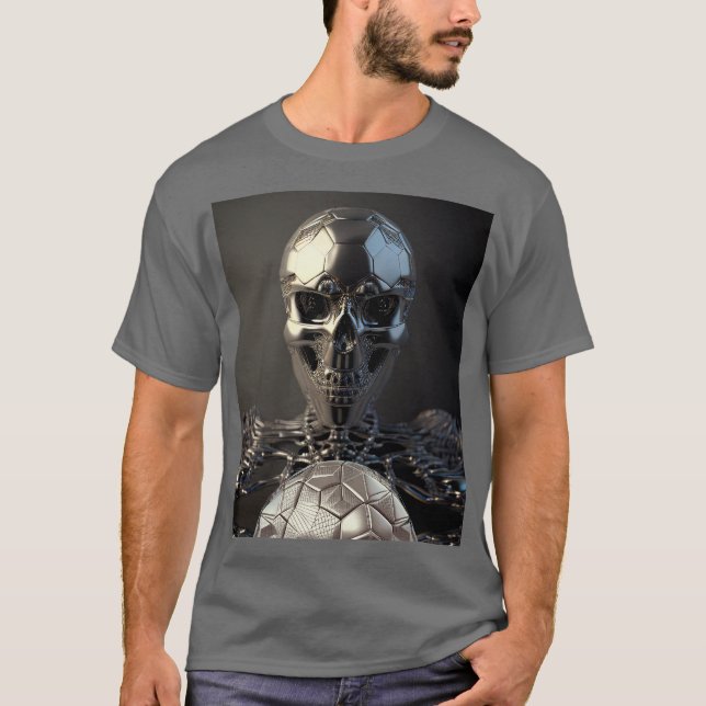 Chrome Robot Soccer Skull - Soccer T - Shirt (Vorderseite)