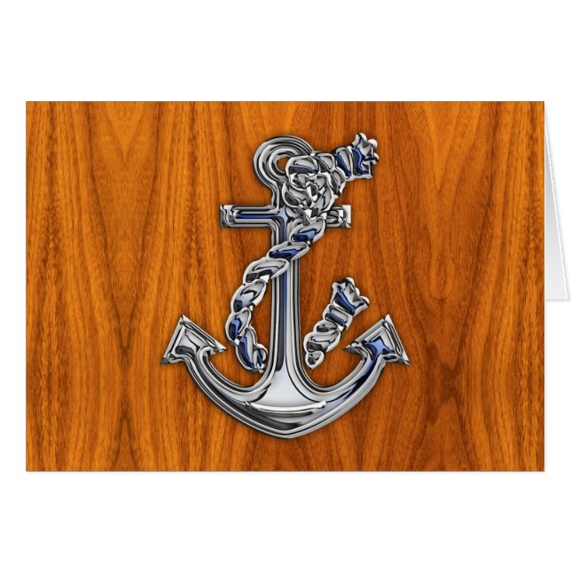 Chrome Rope Anchor auf Teak Veneer (Vorderseite (Horizontal))