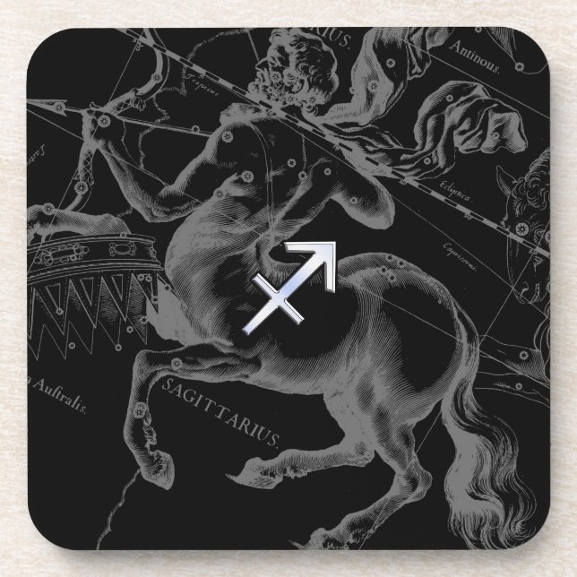 Chrome Sagittarius Zodiac Sign Hevelius circa 1690 Getränkeuntersetzer (Vorderseite)