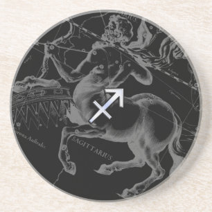 Chrome Sagittarius Zodiac Sign Hevelius circa 1690 Sandstein Untersetzer