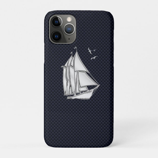 Chrome Sailboat auf Carbon Fibre Print Case-Mate iPhone Hülle (Rückseite)