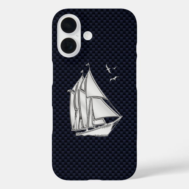 Chrome Sailboat auf Kohlenstofffaser Case-Mate iPhone Hülle (Rückseite)