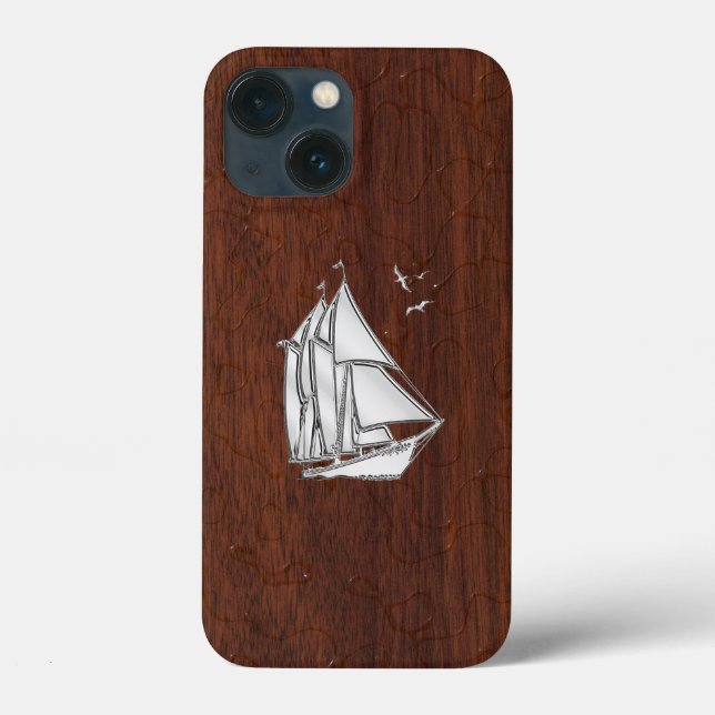 Chrome Sailboat auf Wet Mahogany Print Case-Mate iPhone Hülle (Rückseite)