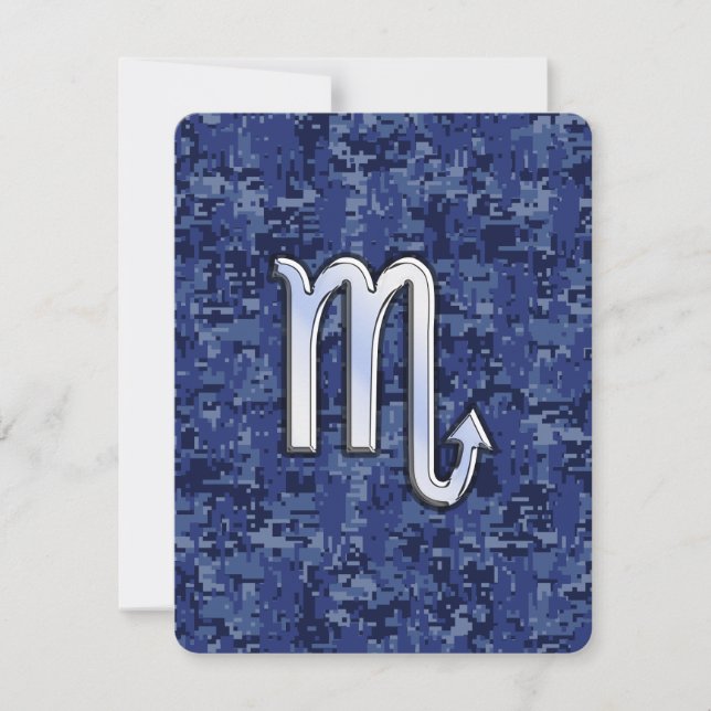 Chrome Scorpio Zodiac Sign on Navy Blue Camo (Vorderseite)