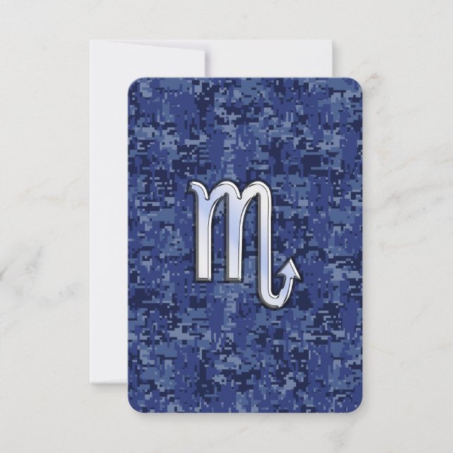 Chrome Scorpio Zodiac Sign on Navy Blue Camo (Vorderseite)