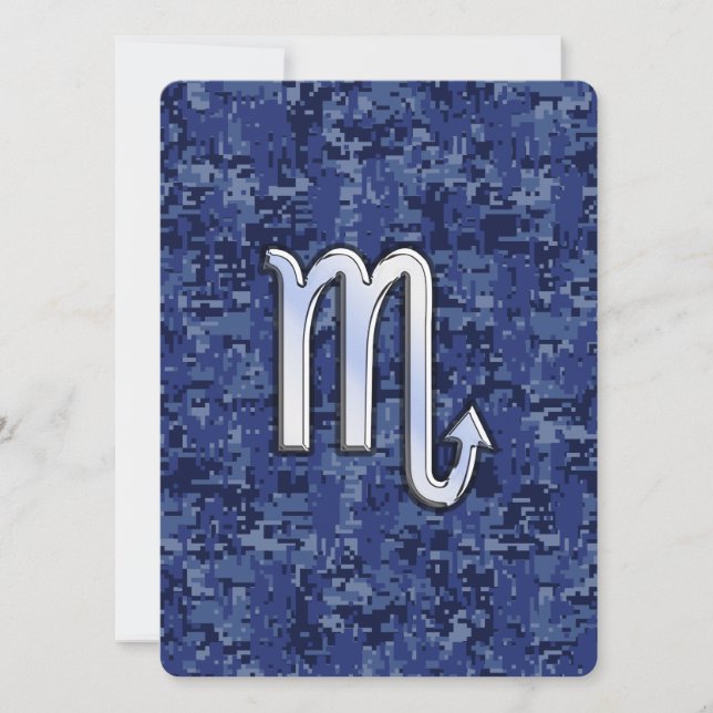 Chrome Scorpio Zodiac Sign on Navy Blue Camo (Vorderseite)