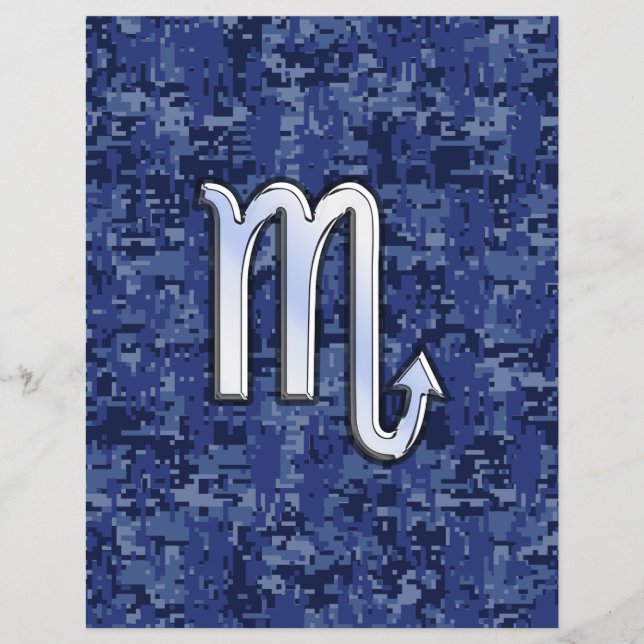 Chrome Scorpio Zodiac Sign on Navy Blue Camo Flyer (Vorne)