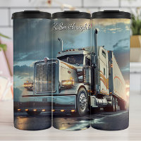 Chrome Semi Truck Sunset Haul