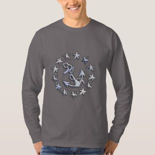 Chrome Silver wie nautical Yacht Flag Stars drucke T-Shirt