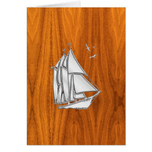Chrome Silver wie Sailboat auf Teak Veneer