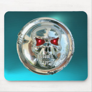 CHROME SKULL, Blue Aquamarine Mousepad