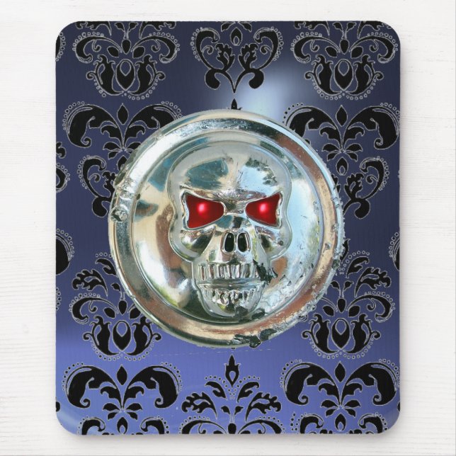 CHROME SKULL, Damask, Blue Topaz Mousepad (Vorne)