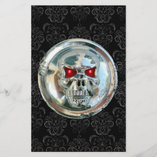 CHROME SKULL DAMASK BRIEFPAPIER
