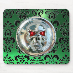CHROME SKULL ,Damask, grüner Jade Mousepad