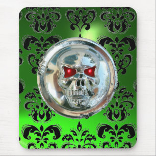 CHROME SKULL ,Damask, grüner Smaragd Mousepad