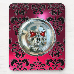 CHROME SKULL ,Damask Pink Ruby Mousepad