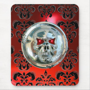 CHROME SKULL, Damask, Red Ruby Mousepad