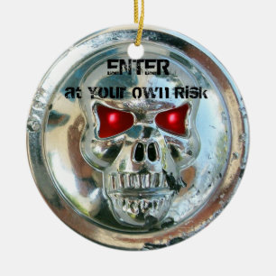 CHROME SKULL DAMASK TÜR HANGER KERAMIK ORNAMENT