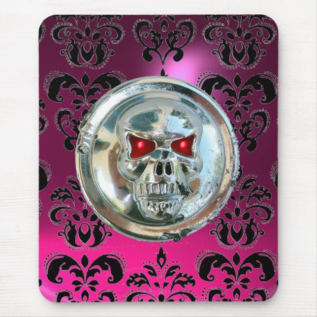 CHROME SKULL, Damaske Pink, Lila Amethyst Mousepad (Vorne)