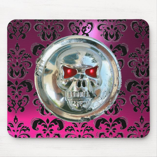 CHROME SKULL, Damaskus, rosa Amethyst Mousepad (Vorne)