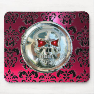 CHROME SKULL, Damaskus, rosafarbene Ruby Mousepad