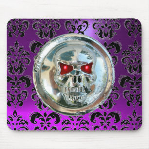 CHROME SKULL, Damast, Lila Amethyst Mousepad