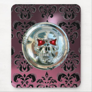 CHROME SKULL, Damast, Lila Amethyst Mousepad
