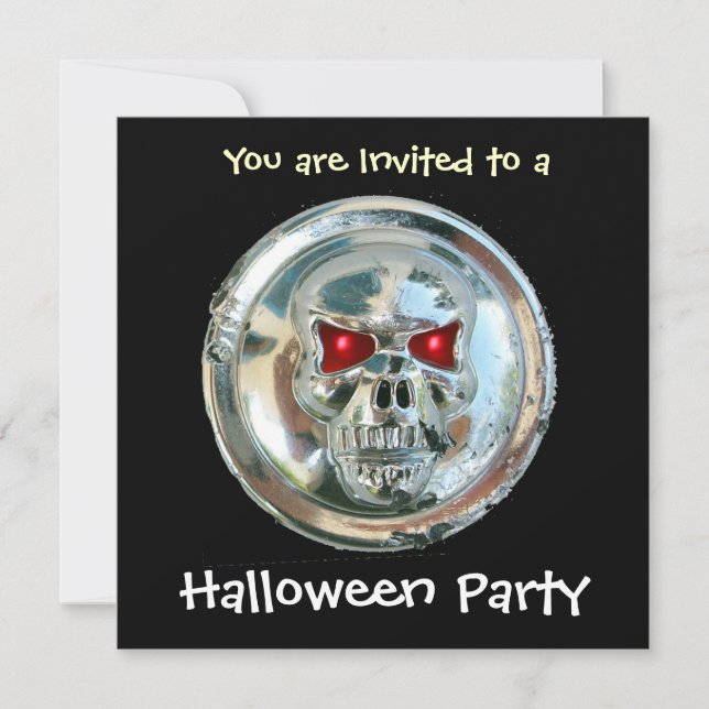 CHROME SKULL HALLOWEEN-PARTY EINLADUNG (Vorderseite)