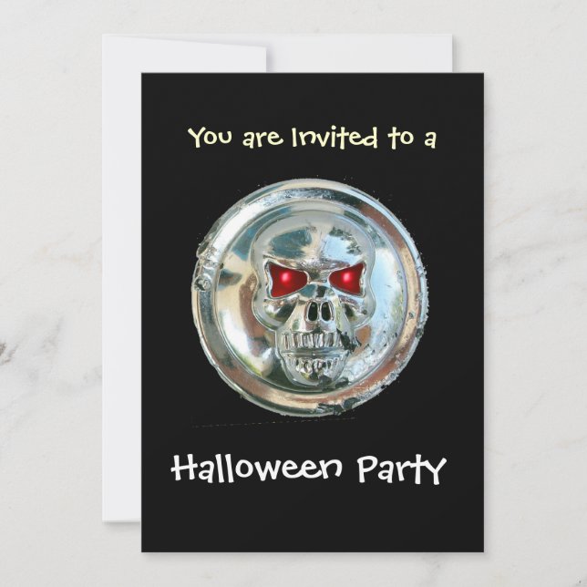 CHROME SKULL HALLOWEEN-PARTY EINLADUNG (Vorderseite)