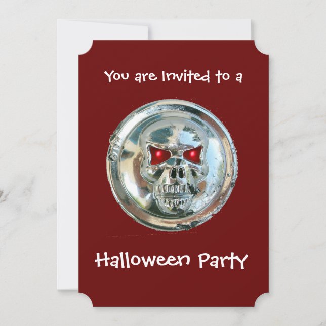 CHROME SKULL HALLOWEEN-PARTY EINLADUNG (Vorderseite)