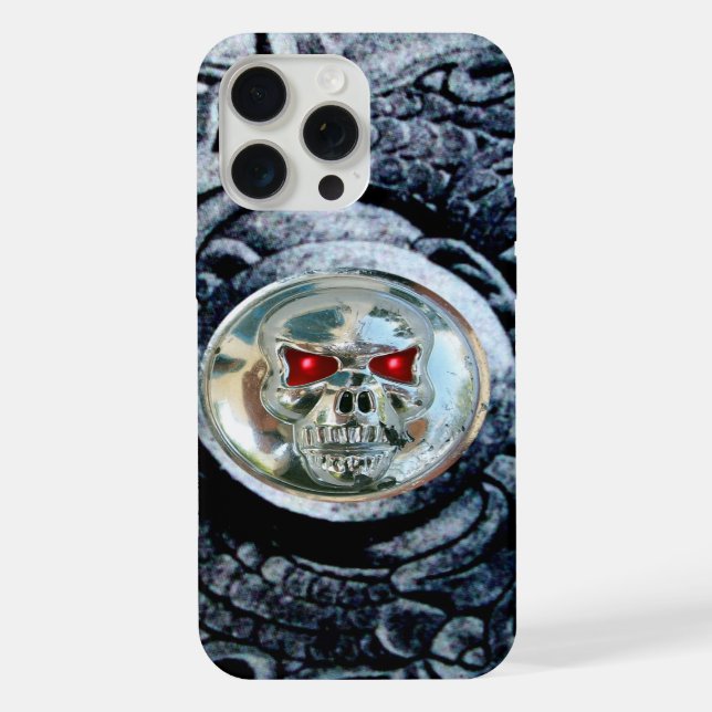 CHROME SKULL MIT FANTASY GRIFFINS iPhone HÜLLE (Rückseite)