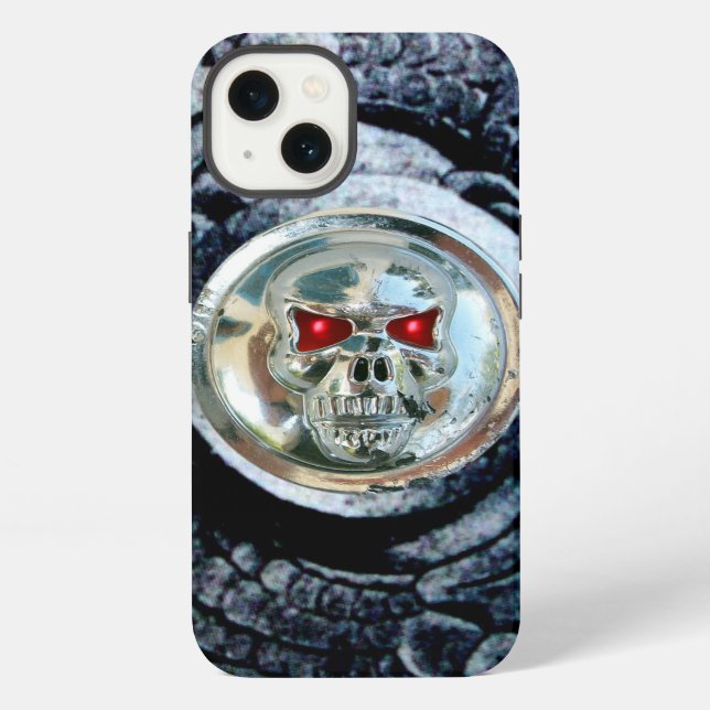 CHROME SKULL MIT FANTASY GRIFFINS iPhone HÜLLE (Rückseite)