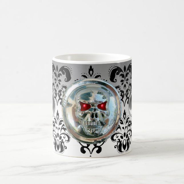 CHROME SKULL RIDERS WHITE BLACK DAMASK KAFFEETASSE (Mittel)