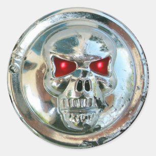 CHROME SKULL RUNDER AUFKLEBER
