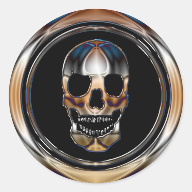 CHROME SKULL RUNDER AUFKLEBER (Vorderseite)